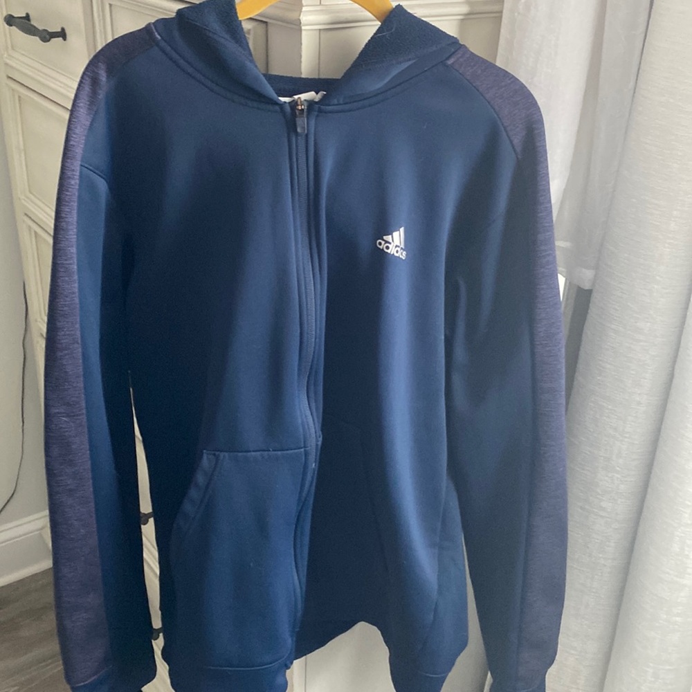 😎❤️Men’s Adidas Navy Blue Zip Up Hoodie, like new, excellent condition, Large😊
